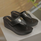 Inblu Women Black Wedges Sandal with Embelished Upper Styling (AX03_BLACK)