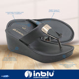 Inblu Women Black Wedges Sandal with Embelished Upper Styling (AX03_BLACK)