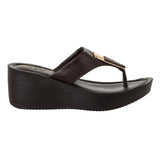 Inblu Women Brown T-Shape Wedges Sandal with Embelished Upper Styling (AX03_BROWN)