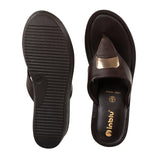 Inblu Women Brown T-Shape Wedges Sandal with Embelished Upper Styling (AX03_BROWN)