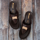 Inblu Women Brown T-Shape Wedges Sandal with Embelished Upper Styling (AX03_BROWN)