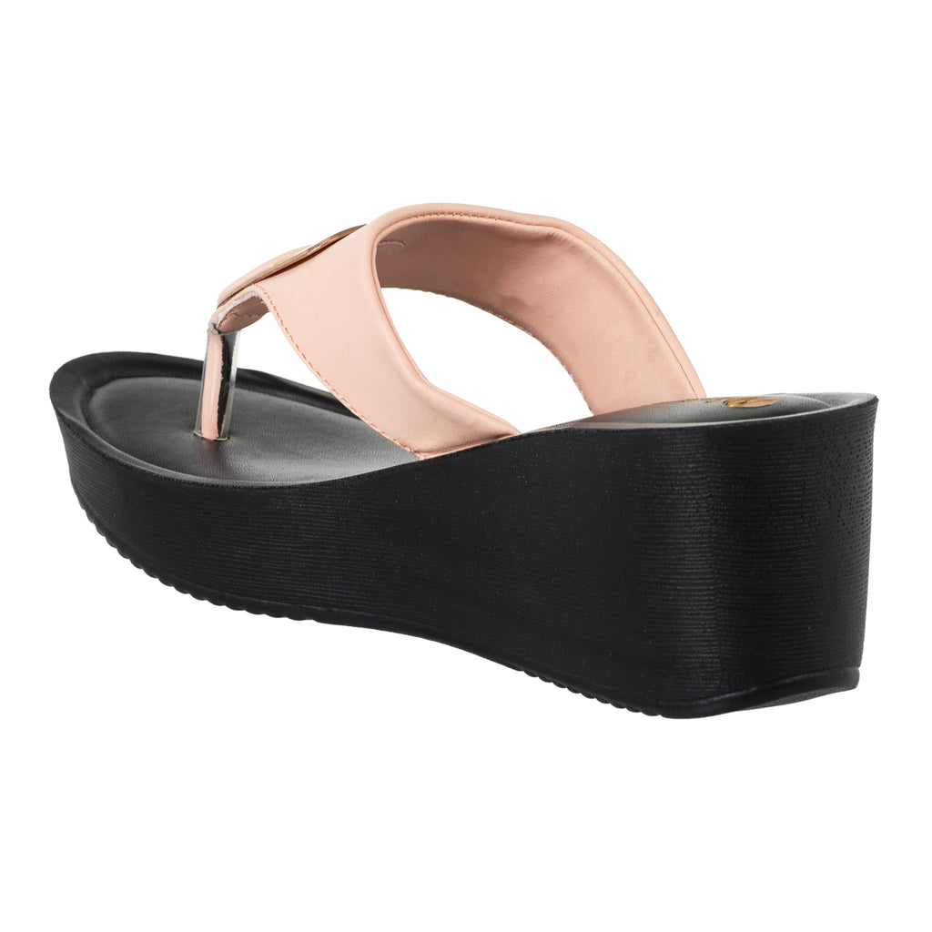 Inblu Women Pink T-Shape Wedges Sandal with Embelished Upper Styling (AX03_PINK)