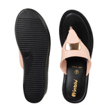 Inblu Women Pink T-Shape Wedges Sandal with Embelished Upper Styling (AX03_PINK)