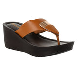 Inblu Women Tan T-Shape Wedges Sandal with Embelished Upper Styling (AX03_TAN)
