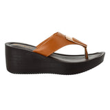 Inblu Women Tan T-Shape Wedges Sandal with Embelished Upper Styling (AX03_TAN)