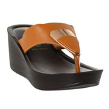 Inblu Women Tan T-Shape Wedges Sandal with Embelished Upper Styling (AX03_TAN)