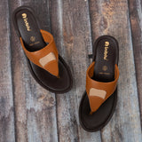 Inblu Women Tan T-Shape Wedges Sandal with Embelished Upper Styling (AX03_TAN)
