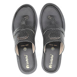 Inblu Women Black Wedges Sandal with Checkered Printed and Buckle Styling Upper (AX08_BLACK)