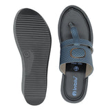 Inblu Women Navy Blue Wedges Sandal with Checkered Printed and Buckle Styling Upper (AX08_N.BLUE)