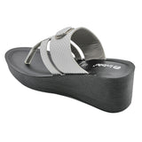 Inblu Women White Wedges Sandal with Checkered Printed and Buckle Styling Upper (AX08_WHITE)