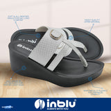 Inblu Women White Wedges Sandal with Checkered Printed and Buckle Styling Upper (AX08_WHITE)