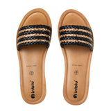Inblu Women Black & Beige Slide Design Wedge Sandal with Braided Upper (AX09_BLACK)