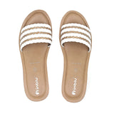 Inblu Women White & Beige Slide Design Wedge Sandal with Braided Upper (AX09_WHITE)