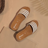 Inblu Women White & Beige Slide Design Wedge Sandal with Braided Upper (AX09_WHITE)