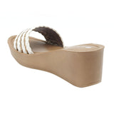 Inblu Women White & Beige Slide Design Wedge Sandal with Braided Upper (AX09_WHITE)