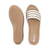 Inblu Women White & Beige Slide Design Wedge Sandal with Braided Upper (AX09_WHITE)