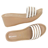 Inblu Women White & Beige Slide Design Wedge Sandal with Braided Upper (AX09_WHITE)