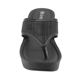 Inblu Women Black V-Shape Wedges Sandal with Textured Upper (AX13_BLACK)