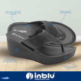 Inblu Women Black V-Shape Wedges Sandal with Textured Upper (AX13_BLACK)