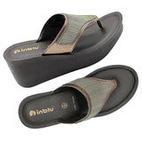 Inblu Women Copper V-Shape Wedges Sandal with Textured Upper (AX13_COPPER)