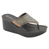 Inblu Women Copper V-Shape Wedges Sandal with Textured Upper (AX13_COPPER)