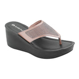 Inblu Women Peach V-Shape Wedges Sandal with Textured Upper (AX13_PEACH)