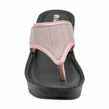 Inblu Women Peach V-Shape Wedges Sandal with Textured Upper (AX13_PEACH)