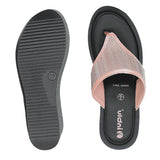 Inblu Women Peach V-Shape Wedges Sandal with Textured Upper (AX13_PEACH)