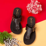 Inblu Women Brown T-Strap Flat Sandal (BA63_BROWN)