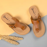 Inblu Women Tan T-Strap Flat Sandal (BA63_TAN)