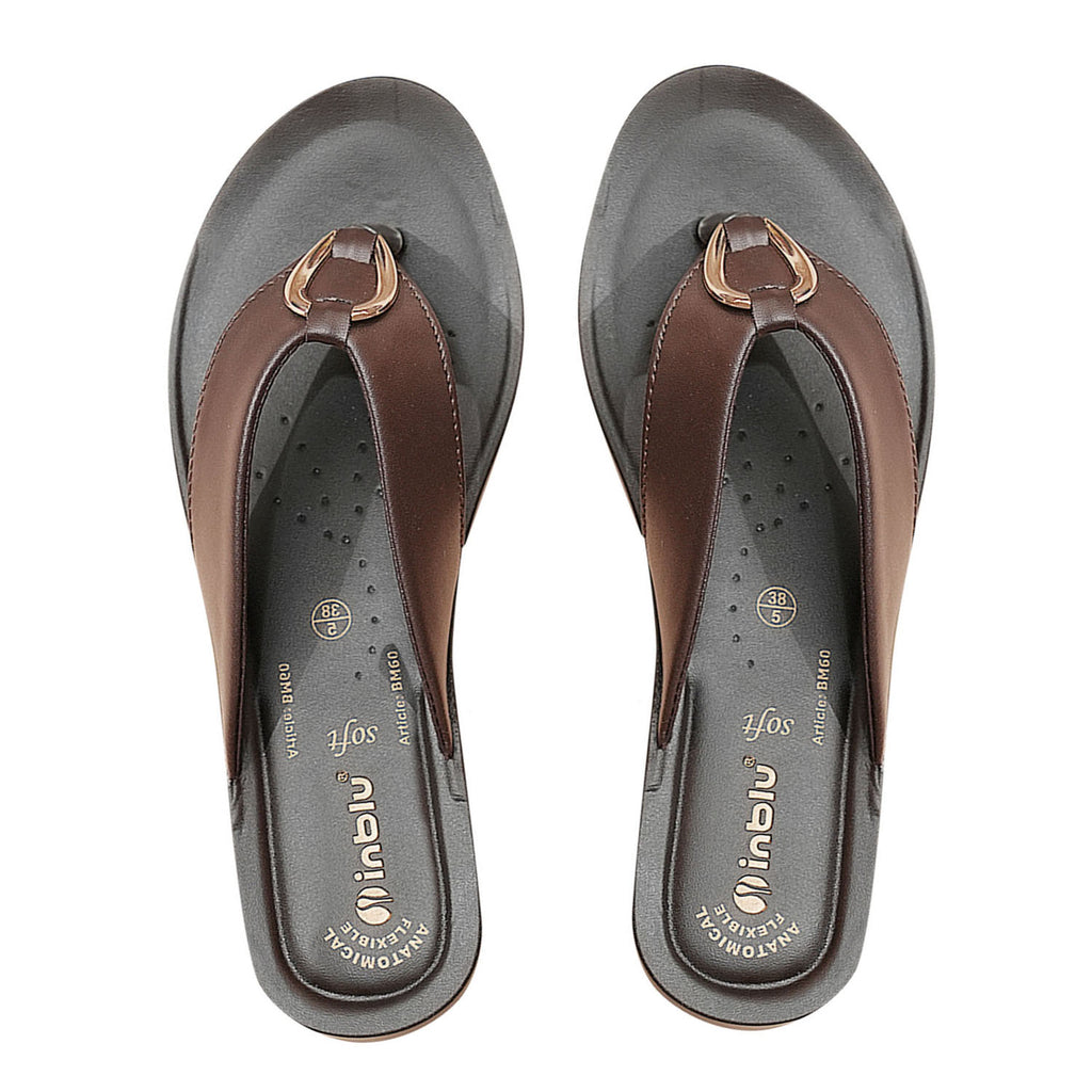Inblu Women Brown V-Shape Sandal with Slip-on Closure (BM60_BROWN)