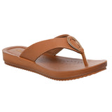 Inblu Women Tan V-Shape Flat Sandal with Buckle Styling (BM60_TAN)