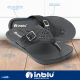 Inblu Women Black Slip-On V-Shape Sandal with Laser Cut & Buckle Styling Upper (BM76_BLACK)