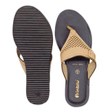 Inblu Women Beige Slip-On V-Shape Sandal with Laser Cut & Buckle Styling Upper (BM76_BEIGE)