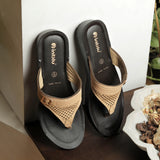 Inblu Women Beige Slip-On V-Shape Sandal with Laser Cut & Buckle Styling Upper (BM76_BEIGE)