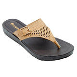 Inblu Women Beige Slip-On V-Shape Sandal with Laser Cut & Buckle Styling Upper (BM76_BEIGE)