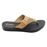 Inblu Women Beige Slip-On V-Shape Sandal with Laser Cut & Buckle Styling Upper (BM76_BEIGE)