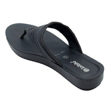 Inblu Women Black Slip-On V-Shape Sandal with Laser Cut & Buckle Styling Upper (BM76_BLACK)