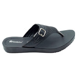 Inblu Women Black Slip-On V-Shape Sandal with Laser Cut & Buckle Styling Upper (BM76_BLACK)