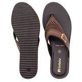 Inblu Women Brown Slip-On V-Shape Sandal with Laser Cut & Buckle Styling Upper (BM76_BROWN)