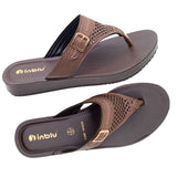 Inblu Women Brown Slip-On V-Shape Sandal with Laser Cut & Buckle Styling Upper (BM76_BROWN)