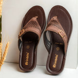 Inblu Women Brown Slip-On V-Shape Sandal with Laser Cut & Buckle Styling Upper (BM76_BROWN)