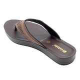 Inblu Women Brown Slip-On V-Shape Sandal with Laser Cut & Buckle Styling Upper (BM76_BROWN)