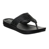 Inblu Women Black Thong Style Sandal with Laser Cut Upper & Slip-on Closure (BM77_BLACK)