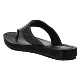 Inblu Women Black Thong Style Sandal with Laser Cut Upper & Slip-on Closure (BM77_BLACK)