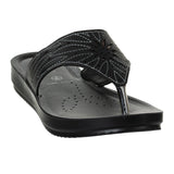 Inblu Women Black Thong Style Sandal with Laser Cut Upper & Slip-on Closure (BM77_BLACK)