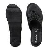 Inblu Women Black Thong Style Sandal with Laser Cut Upper & Slip-on Closure (BM77_BLACK)