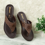 Inblu Women Brown Thong Style Sandal with Laser Cut Upper & Slip-on Closure (BM77_BROWN)