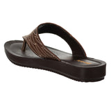 Inblu Women Brown Thong Style Sandal with Laser Cut Upper & Slip-on Closure (BM77_BROWN)