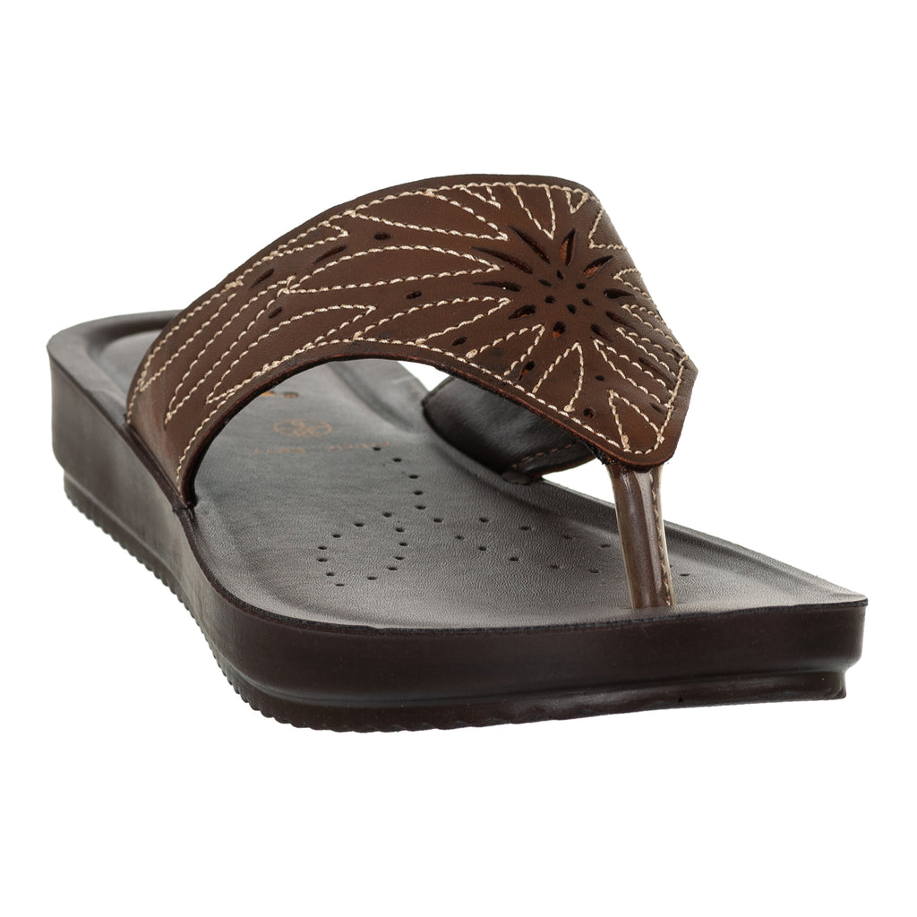 Inblu Women Brown Thong Style Sandal with Laser Cut Upper & Slip-on Closure (BM77_BROWN)